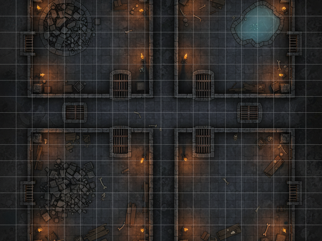 AI dungeon map, dungeon crawl map, underground map, RPG dungeon