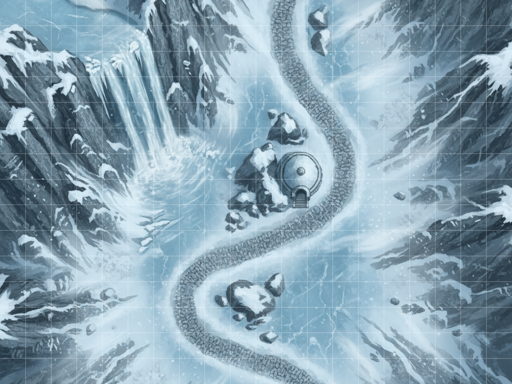 AI mountain map, winter battle map, snow map, wilderness RPG map