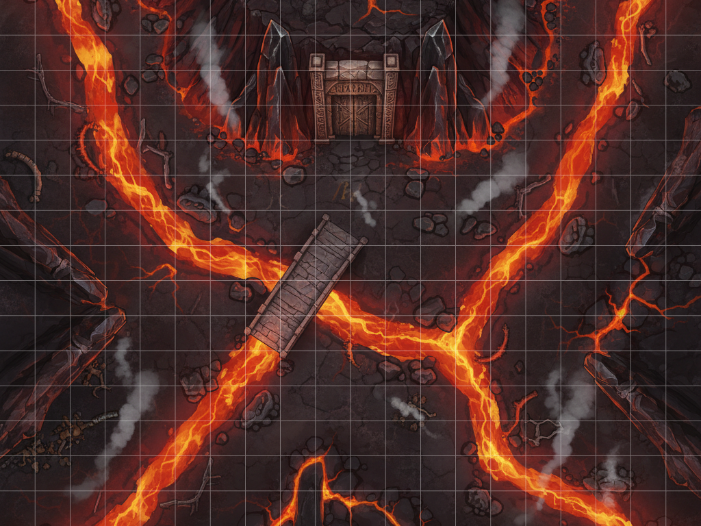 AI volcano map, lava map, lair battle map, boss encounter map, TTRPG map