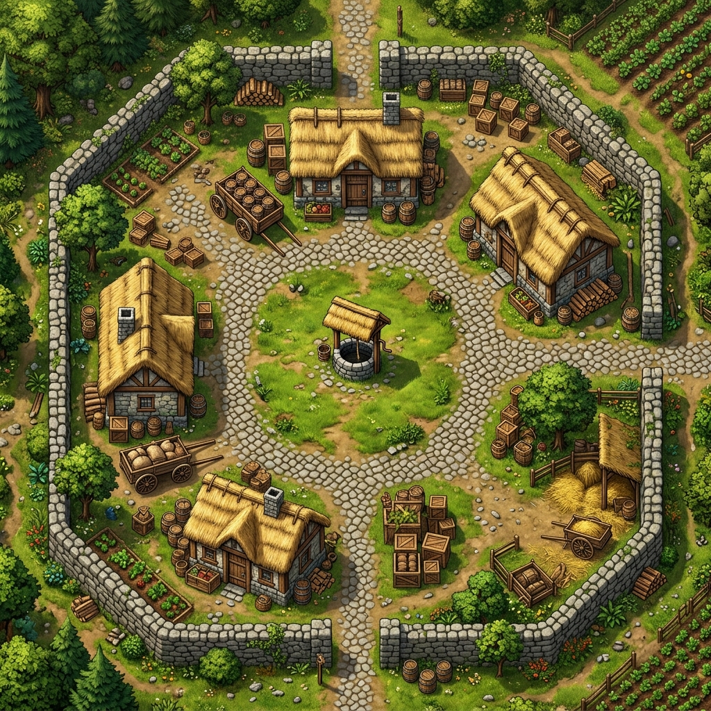 A collection of virtual tabletop roleplaying maps showing different fantasy and sci-fi environments.